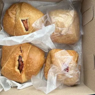 Ham &amp; Cheese croissant and raspberry danish