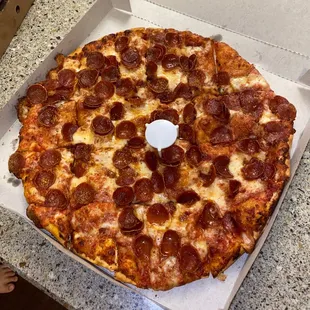 Large pepperoni. Omg reminds me of my childhood!!