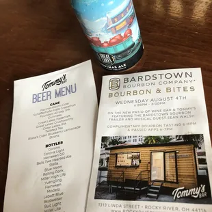 a beer and menu