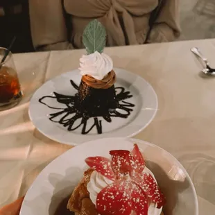 Bread pudding - a little soggy but good flavor Chocolate mousse cake was just ok, cake was dry