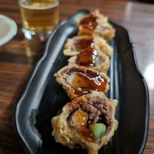 Tempura beef rolls
