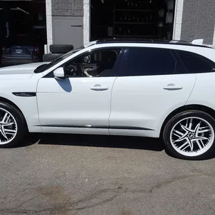 2017 Jaguar F Pace with 22" Forgiato Wheels and 265/40/22 Continental Extreme Contact Tires.