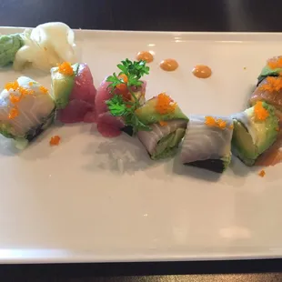 Rainbow Roll accomadated to my Keto diet so without rice or imitation crab, but still delicious!