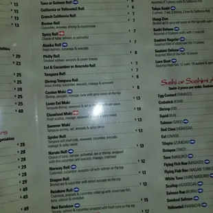 menu