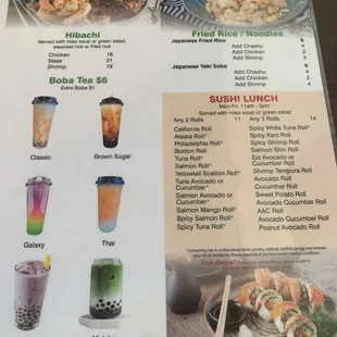 Hibachi,fried rice, lunch special, boba menu