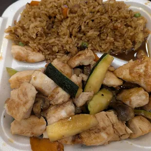 Hibachi chicken lunch, salad not pictured