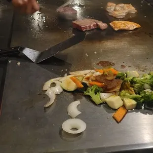 Shrimp, steak, filet Mignon, and salmon. (Filet Mignon is better than steak) - Min