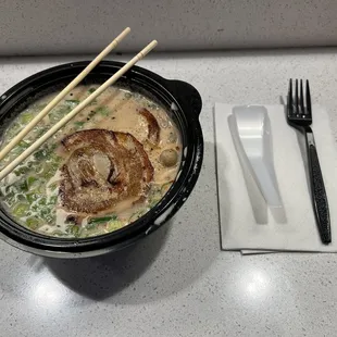 Tonkotsu Ramen, the pork is perfectly seared on the outside and tender in.