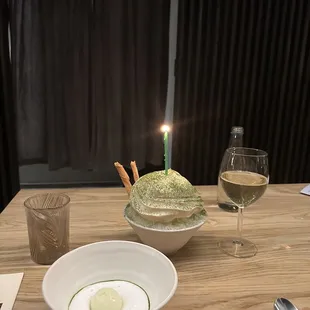 It was my birthday so they put a candle in my kakigori.  First time having that type of dessert and it was delightful! Great job chef!!!!!