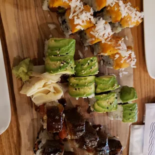 Harvest, Midori, and Vegan Red Dragon Rolls