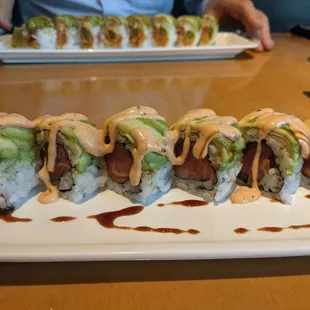 Rambada Roll ($13) - 3.5 stars. Good! Salmon was fatty. The spicy sauce was legit spicy. Friday lunch 2021-10-29