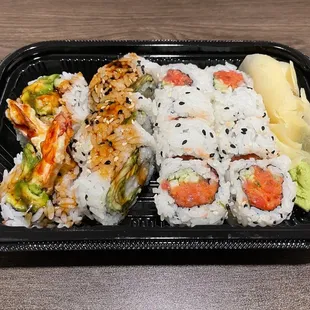 Shrimp Tempura roll and Spicy Tuna roll