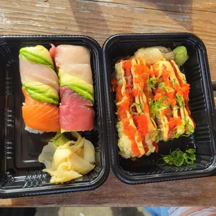 Rainbow Roll (left) and Norwegian Roll (right)