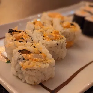 a plate of sushi