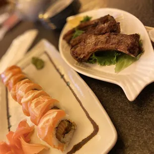 Spareribs too salty. Lemon salmon roll was good.