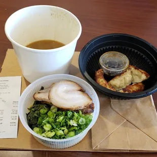 Lunch combo. Seafood ramen with gyoza
