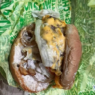 a cheeseburger in a wrapper