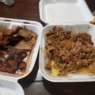 Pulled pork, brisket, ribs