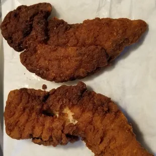 two pieces of fried chicken