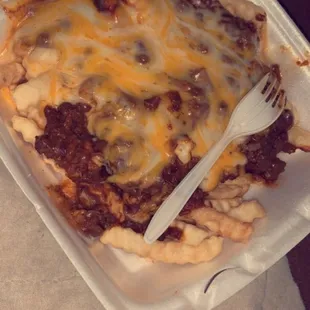 Chili cheese fries with no onions