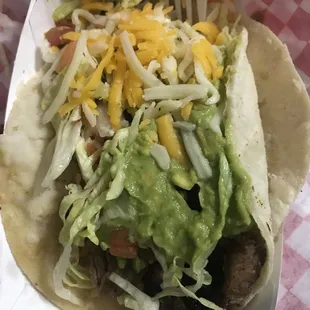 An asada taco that is surprisingly large and tasty.
