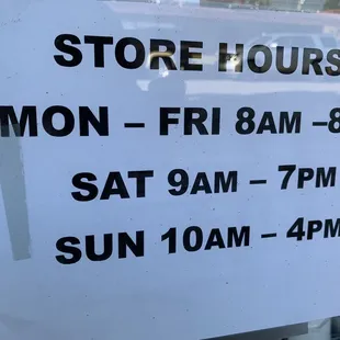 New store hours 3/19/2023