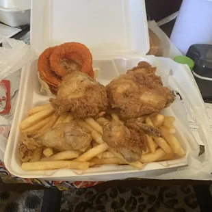 Four piece chicken dinner.