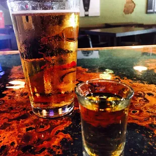 Denton Double! $5 for Lonestar and shot of Jim Beam