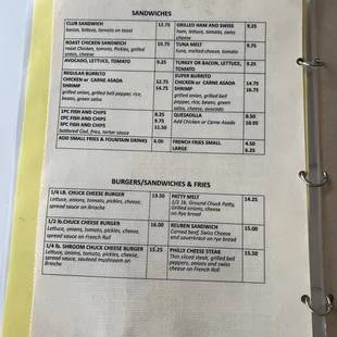 Fourth page of Dec 2022 menu