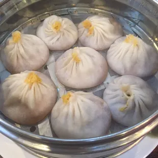 Crab soup dumplings, same filling with some crab meat at the top!