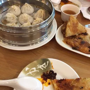 Soup dumplings &amp; scallion pancakes.