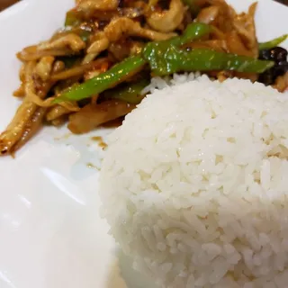 Chicken with Garlic Sauce over Rice