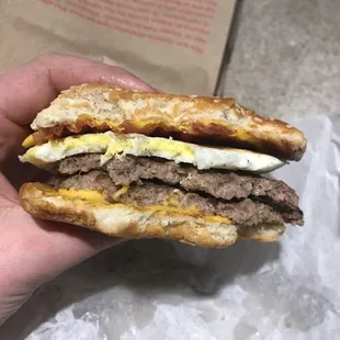 Bacon egg double cheeseburger