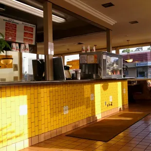 the counter area of a restaurant
