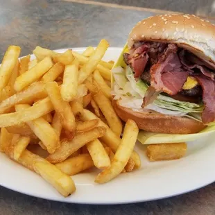 Tom&apos;s Boss Burger Combo. It has Pastrami in a burger!