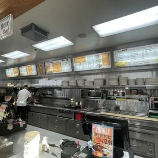 Extensive menu, but impossible to read from the counter.  No hard copy available!