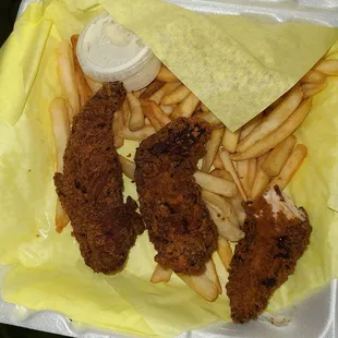 Burnt chicken strips