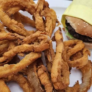 Mushroom Swiss with onion rings