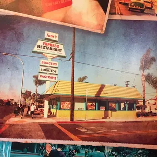 Mural on the wall inside the hamburger stand...  Classic...