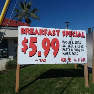 This  breakfast is advertised as  a  5.99 breakfast  special  but Thay tried to  charge me  more  rip off.