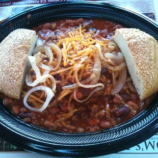 Open Faced Chili Burger