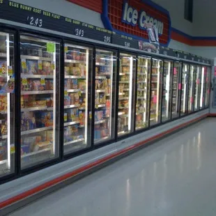 a refrigerated section of a grocery store