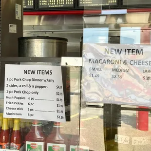 a menu for macaroni and cheese