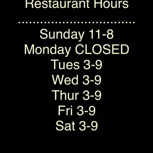 Restaurant Hours