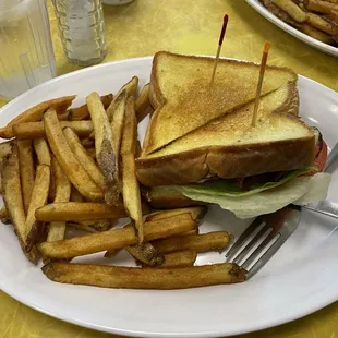 Turkey club with fries