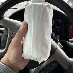 Chorizo breakfast burrito with bacon