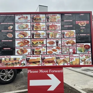Drive through menu
