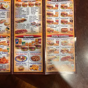 menus and prices