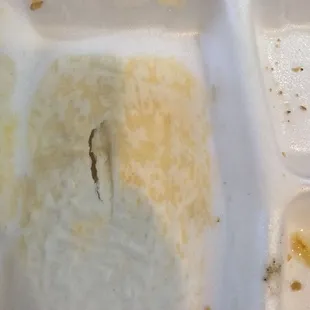 Container melted thru by hash browns