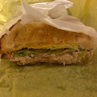 This is my half tuna sandwich it was suppose to be a melt but cheese wasn&apos;t melted